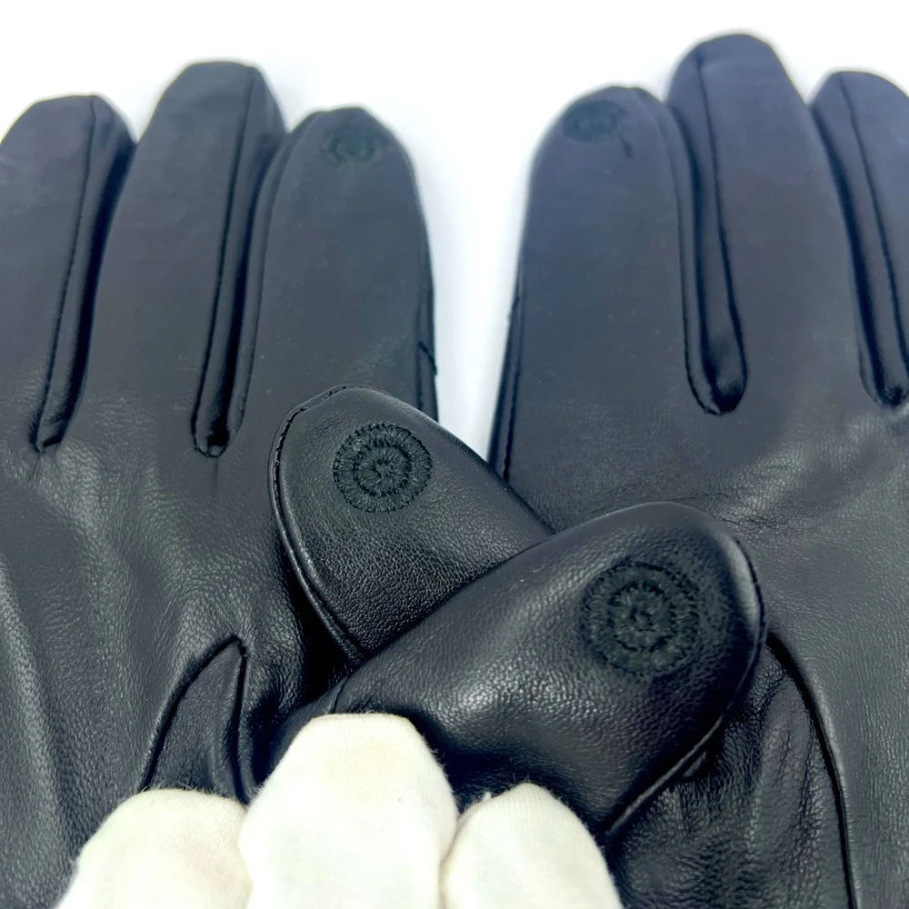 CHICO’s QUILTED DESIGN BLACK LEATHER GLOVES, INSIDE SUPER SOFT & WARM POLYESTER
